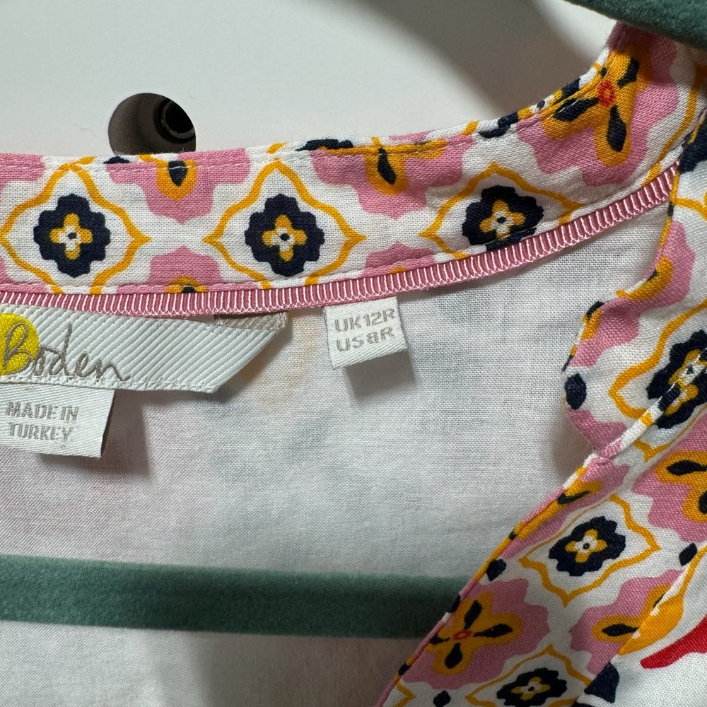 Boden Notch Neck Cotton Dress Ivory, Opulent Garden Size 8 - Picture 8 of 9